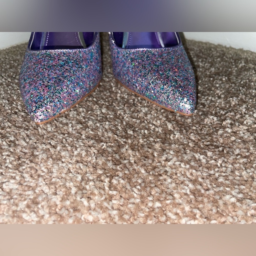 Nine West Tatiana Pumps Purple Glitter Heels‎ Size 8 - Picture 5 of 8